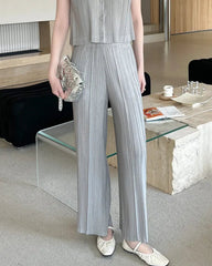 Fluid Pleat Wide-Leg Pants