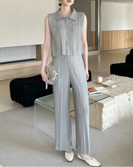 Plissé Wide-Leg Pants