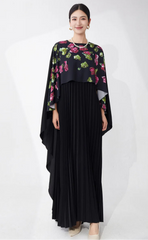 Formal Plissé Cape Dress