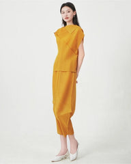 Luxury Geometric Plissé Trousers Set