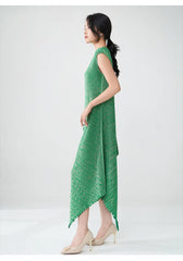 Luxury Pleats Asymmetric Cape Dress