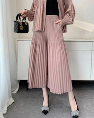 Luxury Pleated Wide-Leg Culottes