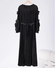 Ruffle Pleats Midi Dress