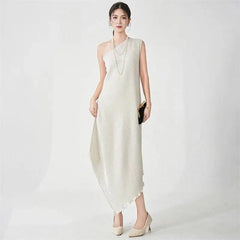 One-Shoulder Pleated Dress