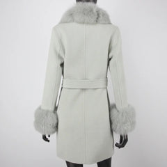 Women's Petite Cashmere & Wool Coat - Fox Fur