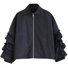 Luxury Ruffled Bomber Jacket