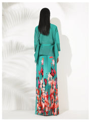 Truly Pleated 2-Piece Long Skirt & Coat Set