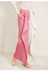 Women's Luxurious Pull-on Plissé Pleated Wide Leg Pant
