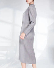 Plisse Cutout Shoulder Dress