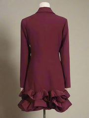 Luxe Double-Breasted Ruffled Blazer