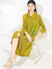 Luxury Pleated Shirt Dress