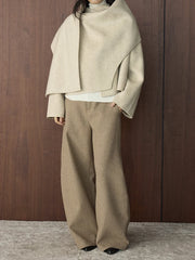 Wool-Blend Draped Cape Coat