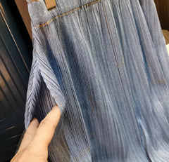 2-Piece Pleated Denim Set