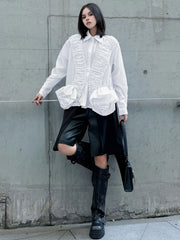 Oversized Ruffle Blouse Top