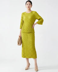 Luxury Two-Piece Pleated Set