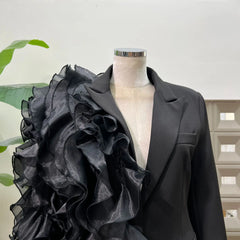Luxury Ruffled Asymmetric Blazer