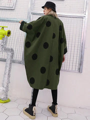HEYFANCYSTYLE Oversized Army Green Dot Coat
