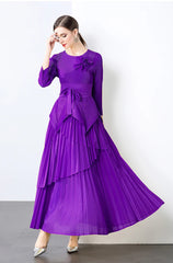 Elegant Plisse Blouse & Skirt Set