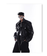 Men's Luxury Oversized Faux Leather Bomber Jacket