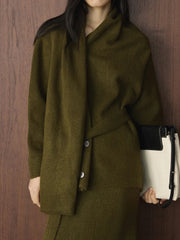 Luxury Knit Draped-Neck Set