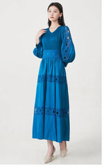 Luxury Fitted-Waist Plissé Dress