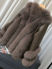 Fox Fur Leather Coat Women's