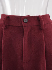 Luxe Burgundy Wool Blend Wide Leg Pant Suit