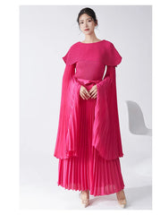 Maxi Pleated Skirt & Dolman Sleeve Top