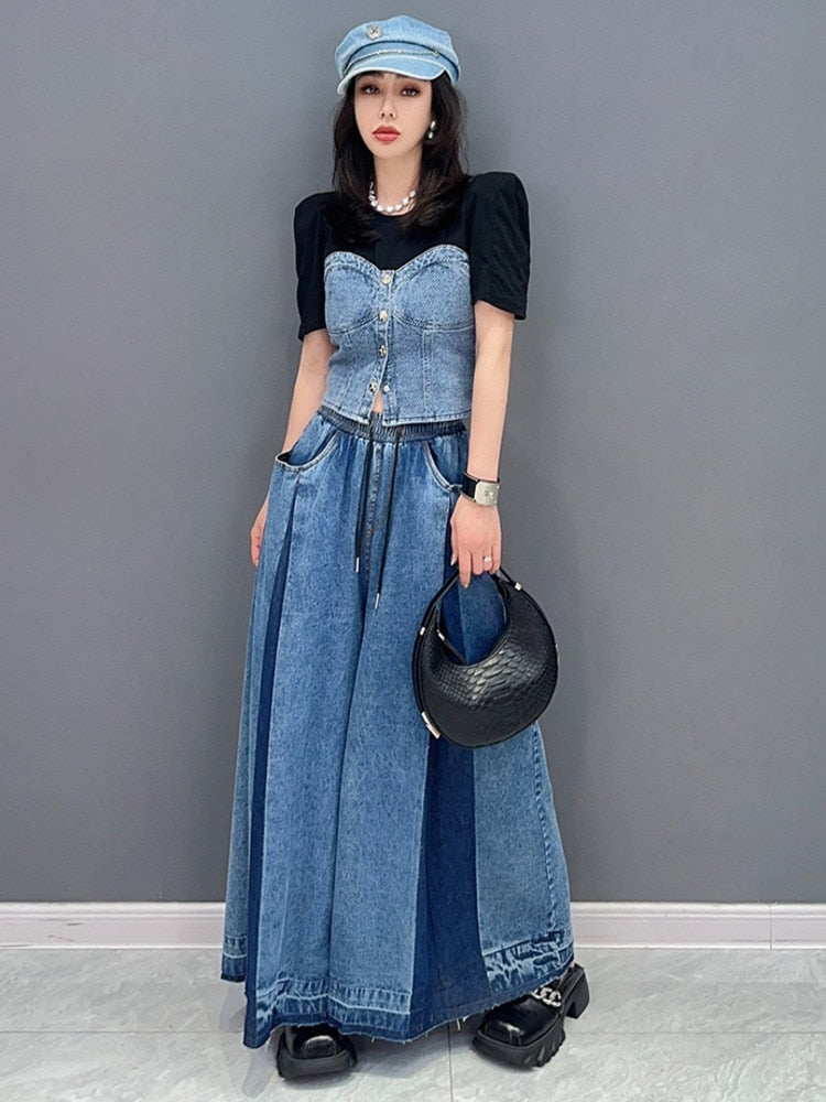 Sonia Wide Legs Denim Drawstring Pants – HEYFANCYSTYLE