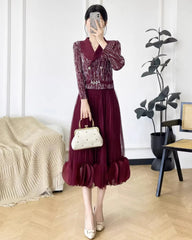Elegant Plissé Modest Dress