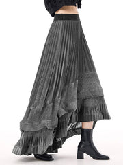 Anthracite Cascade Pleated Maxi Pull-On Skirt