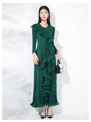 Luxurious Plissé Pleated 3D Ruffles Midi Dress