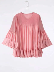 Luxury Plissé Ruffle Blouse