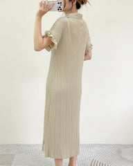 Elegant Plisse Ruffle Sleeve Dress