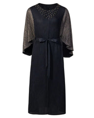 Plissé Batwing Sleeves Dress
