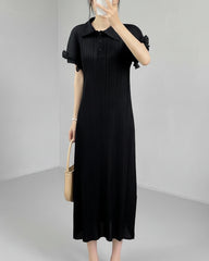 Elegant Plisse Ruffle Sleeve Dress
