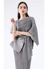 Luxury Modest Pleated Dress & Cape