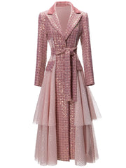 HEYFANCYSTYLE Pink Lace Majesty Tweed Coat