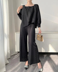 2-Piece Airy Plissé Trouser Set