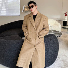 Luxe Textured Japanese Trench Coat for Men