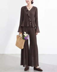 Luxury Plisse Palazzo Trousers Set