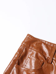 HEYFANCYSTYLE Haute Couture Leather Cargo Pants