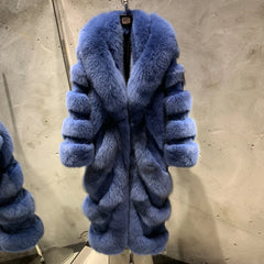 Authentic Couture Full Length Tiered Fox Fur Coat