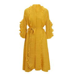 Elegant Ruffle Sleeve Pleats Coat
