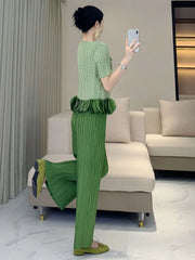 Pleated Pull-On Trousers & Jacket