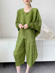 Flowing Plissé Tunic & Pants Set