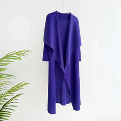 Elegant Drape Pleat Long Cardigan