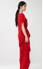 Luxury Plissé Asymmetric Dress