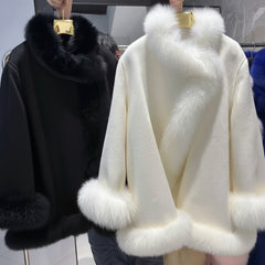 Women's 100% Wool & Fox Fur Coat