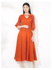 Luxury Pleat Floral Formal Dress